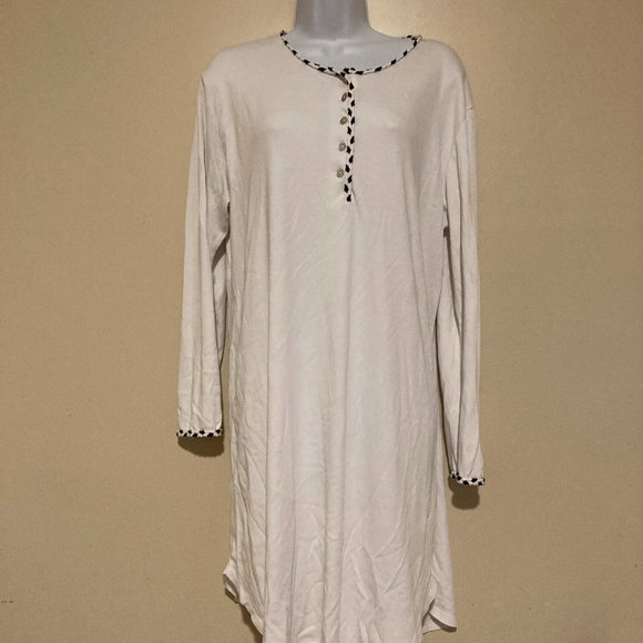 Cotn L/S Pima Cotton Knit Nautical Nightgown - Picture 1 of 6